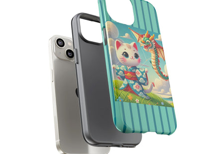 Geisha Kitten and the Dragon Kite Phone Cases