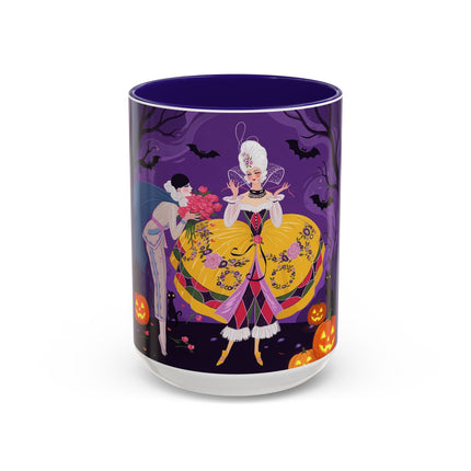 🎭🌹 The Harlequin Rose Masquerade Colorful Mug – Theatrical Halloween Romance