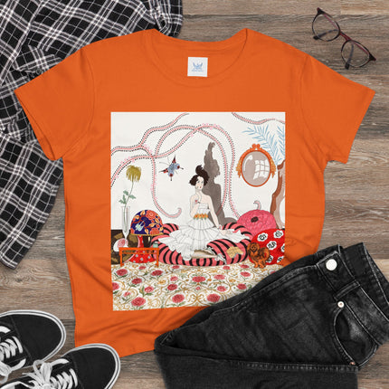 🌹🐕 The Rose Salon Companion Cotton Tee – Art Deco Fashion & Dog Elegance