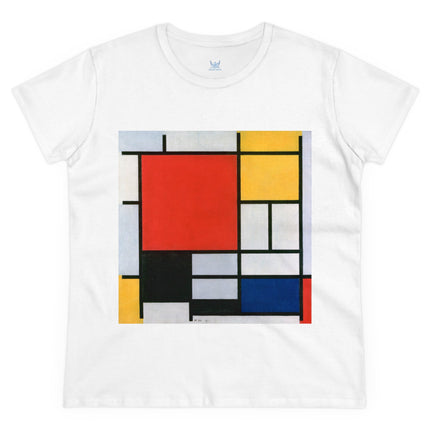 Composition with Red, Yellow, Blue, and Black by Piet Mondrian Women's Midweight Cotton Tee