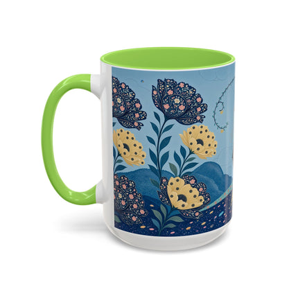 🌼🦋 The Enchanted Butterfly Garden Promenade Colorful Mug – Art Deco Floral Whimsy