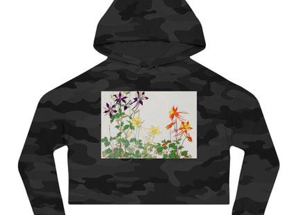 Aquilegia Flowers by Tanigami Kônan Women’s Cropped Hooded Sweatshirt