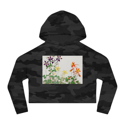 Aquilegia Flowers by Tanigami Kônan Women’s Cropped Hooded Sweatshirt