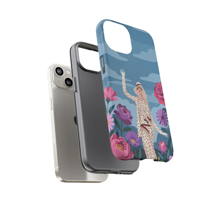 🌺👒 The Grand Flower Promenade Phone Case – Art Deco Fashion Illustration