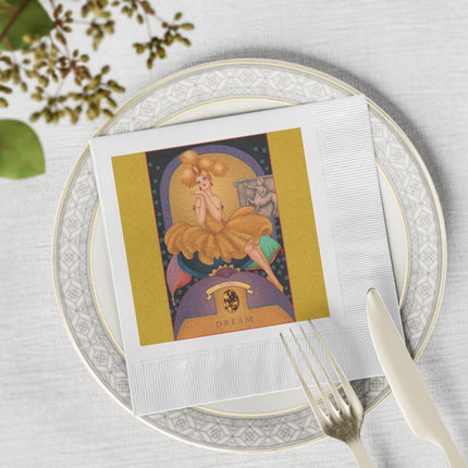 November & Topaz Zodiac White Coined Napkins