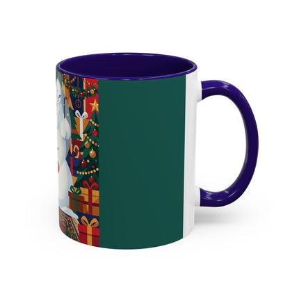 ☃️🎄 The Snowman's Christmas Companion Colorful Mug – Art Deco Holiday Fantasy