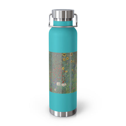 Farm Garden with Sunflowers by Gustav Klimt Copper Vacuum Insulated Bottle, 22oz