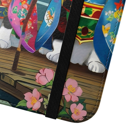 🌸🐱 Kimono Kitties Flip Case – Whimsical Elegance & Storybook Charm
