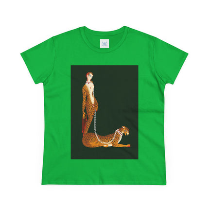 Leopard Queen Women's Midweight Cotton Tee – Exotic Glamour & Timeless Elegance