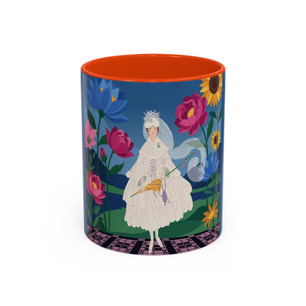 The Lady Of The Golden Parasol Colorful Mugs – Art Deco Botanical Elegance