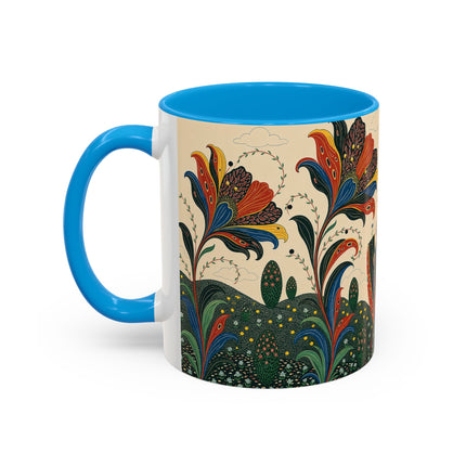 🌺🦋 The Enchanted Floral Voyage Colorful Mug – Art Deco Botanical Whimsy