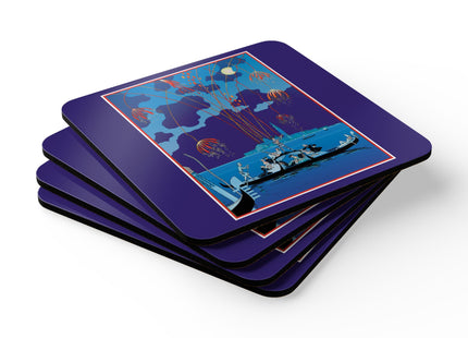 Fireworks in Venice by George Barbier Corkwood Coaster Set