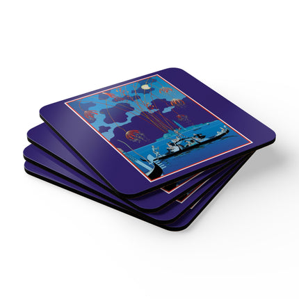 Fireworks in Venice by George Barbier Corkwood Coaster Set