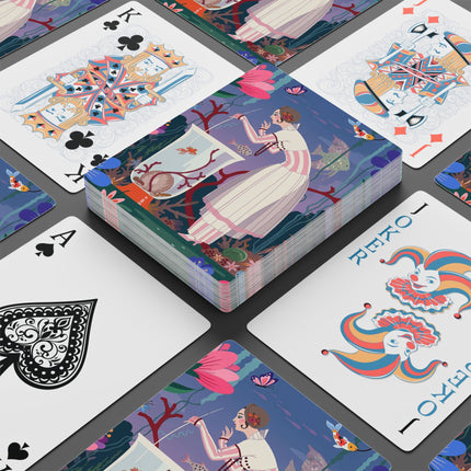 🐠🌸 The Lady Of The Enchanted Aquarium Playing Cards – Art Deco Aquatic Elegance