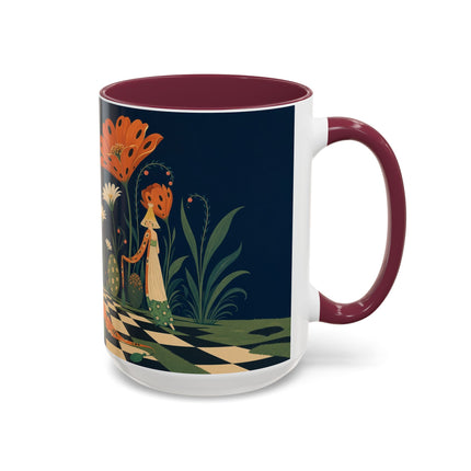 🌼🧡 The Midnight Floral Masquerade Colorful Mug – Art Deco Fashion Fantasy