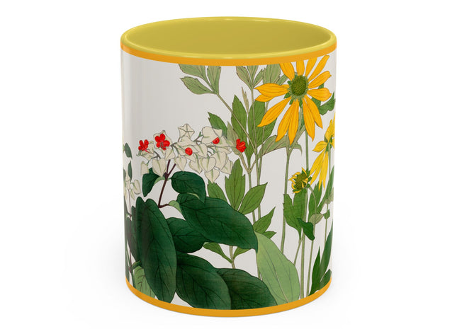 Clerodendrum & Rudbeckia Flower by Tanigami Kônan Colorful Mugs (11oz, 15oz)