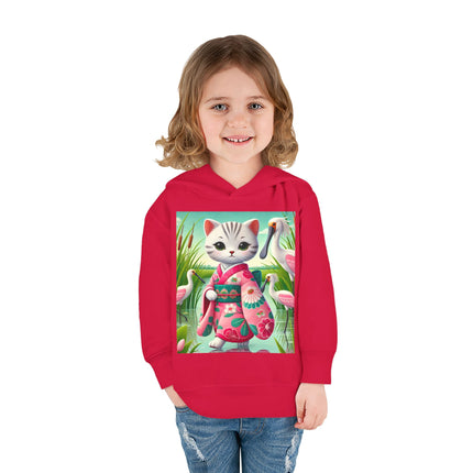 Geisha Kitten Strolls Among the Spoonbills Toddler Pullover Fleece Hoodie