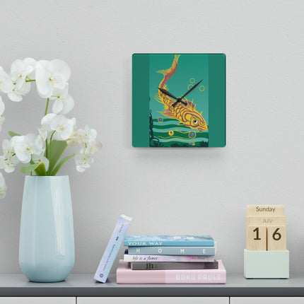 Golden Serenity Acrylic Wall Clock