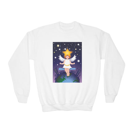 Celestial Magic Youth Crewneck Sweatshirt – Dreamy Night Sky & Angelic Wonder