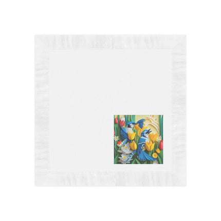 Blue Jays in a Spring Garden White Coined Napkins