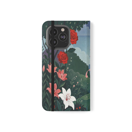 🌹💌 The Garden Of Blown Kisses Flip Case – Art Deco Floral Romance