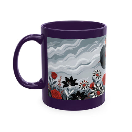 ☂️🌹 The Lady In The Windy Rose Garden Ceramic Mug – Art Deco Fashion Whimsy