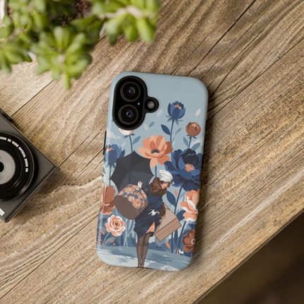 ☂️🌺 The Lady Of The Traveling Garden Phone Case – Art Deco Floral Adventure
