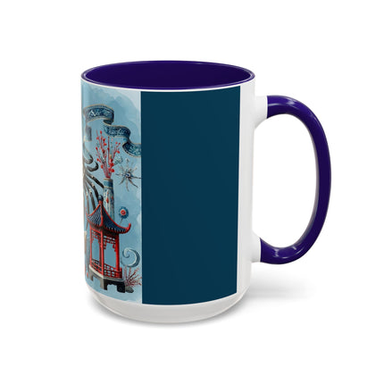 Spotted Crab & Pagoda Colorful Mug – Mystical Ocean & Asian Harmony