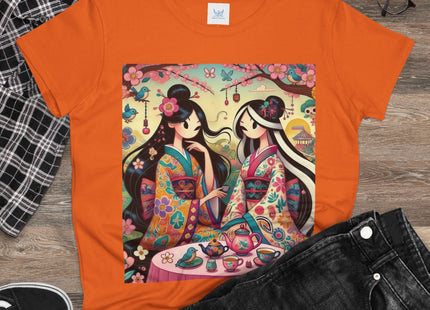 Fairies in Kimonos at Tea Among Blossoms Cotton Tee