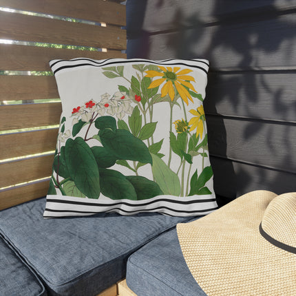 Clerodendrum & Rudbeckia Flower by Tanigami Kônan Outdoor Pillows