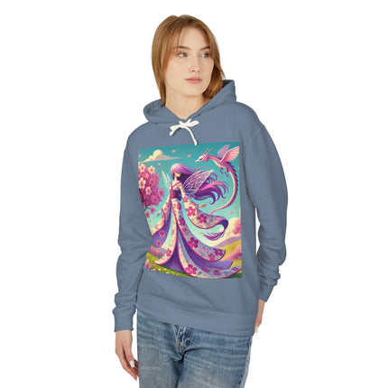 Petals in the Wind: The Kimono Fairy and the Sky Dragon Lightweight Hooded Sweatshirt