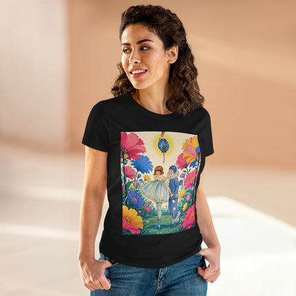 🌸🏮 The Lantern Garden Stroll Cotton Tee – Art Deco Floral Whimsy