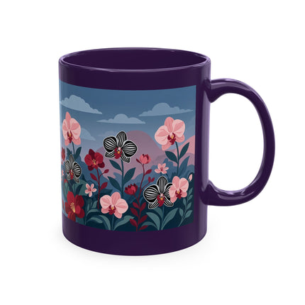 🖤🌸 The Lady Of The Striped Orchid Garden Ceramic Mug – Art Deco Fashion Elegance