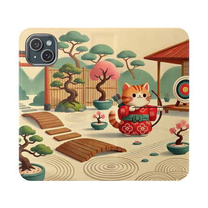 🏹🌸 Archer Kitten in the Zen Garden Flip Case – Focus, Whimsy & Zen Balance