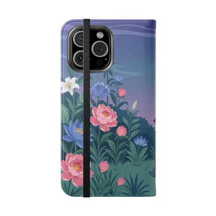 🐦🌸 The Lady And The Golden Bird Flip Case – Art Deco Floral Reverie