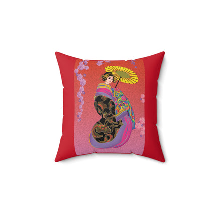 Enchanting Geisha Spun Polyester Square Pillow