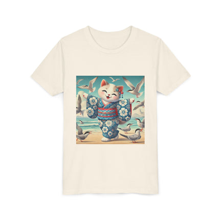 Geisha Kitten by the Seaside Youth Short Sleeve Tee