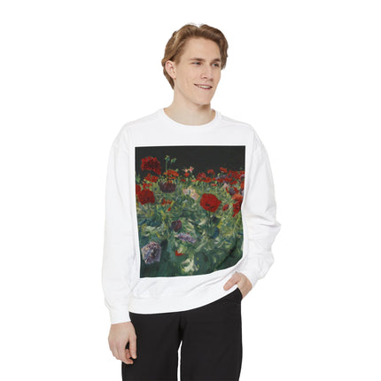 Poppies (A Study of Poppies for Carnation, Lily, Lily, Rose) by John Singer Sargent Unisex Garment-Dyed Sweatshirt