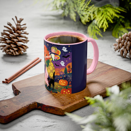 🎃🐈‍⬛ The Pumpkin Moon Embrace Colorful Mug – Whimsical Halloween Charm