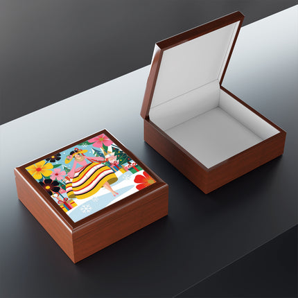 🌼🎄 The Christmas Blossom Belle Jewelry Box – Colorful Art Deco Holiday Fantasy