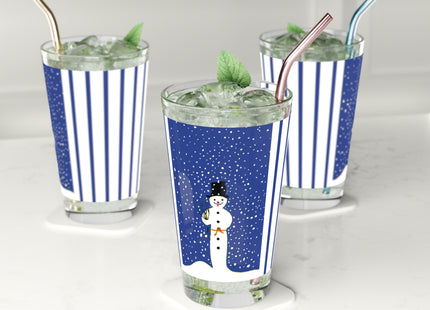 Snowman in Falling Snow Glass, 16oz