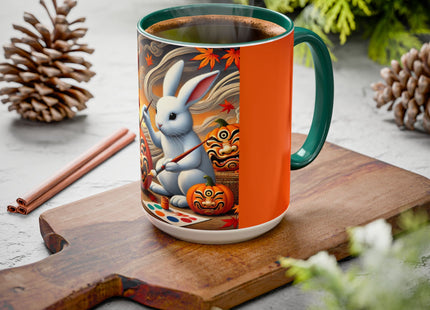 Halloween Rabbit’s Kabuki Jack-o’-Lanterns Colorful Mugs (11oz, 15oz)