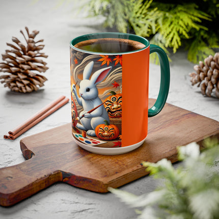 Halloween Rabbit’s Kabuki Jack-o’-Lanterns Colorful Mugs (11oz, 15oz)