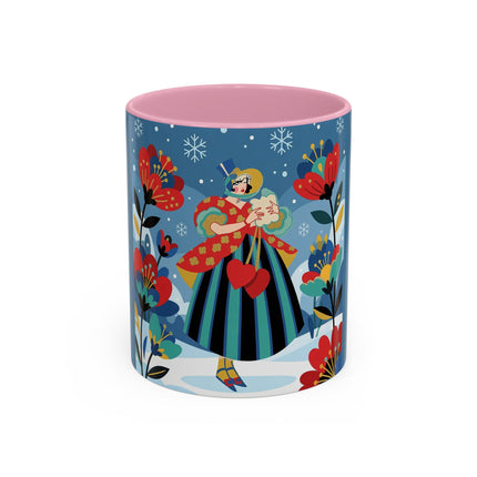 ❤️❄️ The Winter Heart Messenger Colorful Mug – Art Deco Snow Garden Fantasy