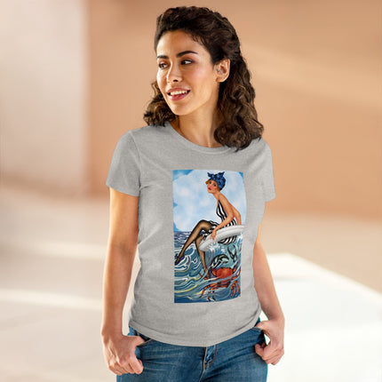 Playful Waves and Fashion Follies Women's Midweight Cotton Tee