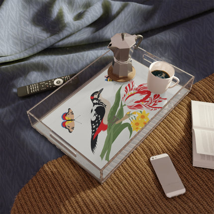 Woodpecker & Tulip Acrylic Serving Tray
