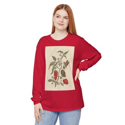 Botanical Pl.15 by Maria Sibylla Merian Garment-dyed Long Sleeve T-Shirt