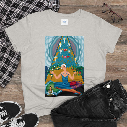 Art Deco Christmas Elegance Women's Midweight Cotton Tee