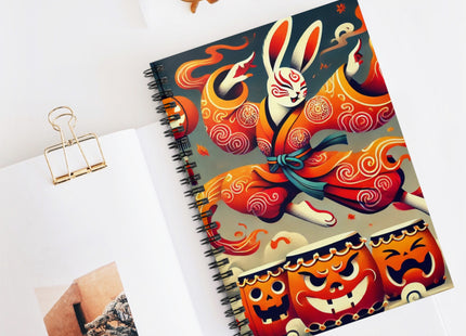 Jack-O’-Lantern Drums & The Kabuki Rabbit Spiral Notebook - Ruled Line