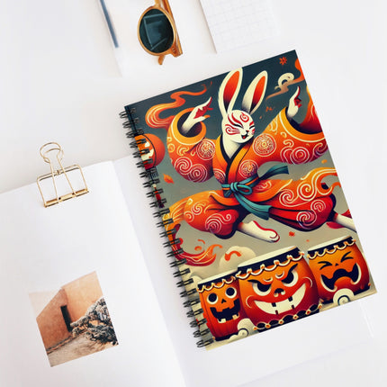 Jack-O’-Lantern Drums & The Kabuki Rabbit Spiral Notebook - Ruled Line